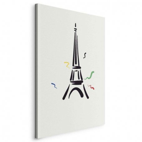 Taulu - Black Graphic Drawing of the Eiffel Tower on a Cream Background