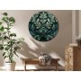 Pyöreä taulu - Dark Green Victorian Leaves: Botanical Carved Composition
