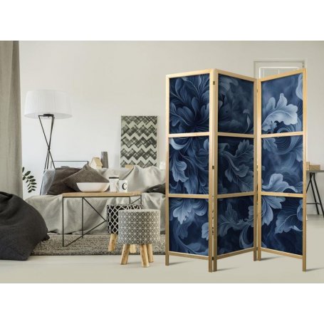 Japanilainen sermi - Abstract Ornaments - Dark Blue Victorian Leaves