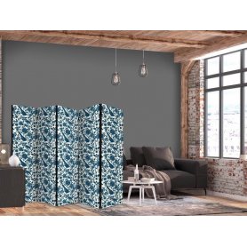 Sermi - Rose Vines - Monochromatic Blue Birds Resting Among Roses