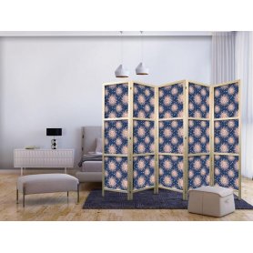 Japanilainen sermi - Sunny Patterns - Repeating Sun Motif on a Navy Background