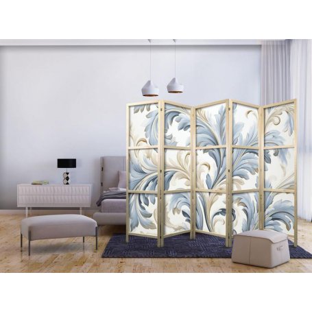 Japanilainen sermi - Baroque Ornaments in Light - Cream-Blue Colors