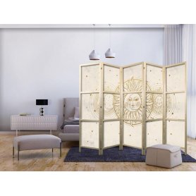 Japanilainen sermi - Golden Sun and Moon - Artistic Illustration in Retro Style