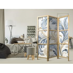 Japanilainen sermi - Baroque Ornaments in Light - Cream-Blue Colors