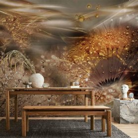 Japanilainen sermi - In the Botanical Garden - Flowers Birds and Butterflies - Colorful Illustration