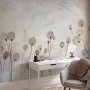 Fototapetti - Minimalist meadow - floral motif in light shades with reflections