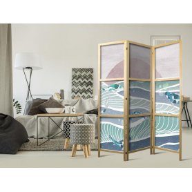 Japanilainen sermi - Koi Fish Among Waves - Japanese Fish Amidst Waves in Shades of Turquoise and White