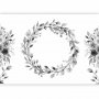Fototapetti - Romantic wreath - grey plant motif with leaves with rose pattern