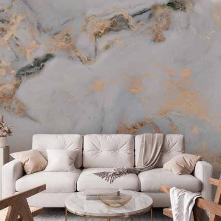 Fototapetti - White Stone - Elegant Marble With Golden Highlights