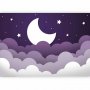 Fototapetti - Moon dream - clouds in a purple sky with stars for children