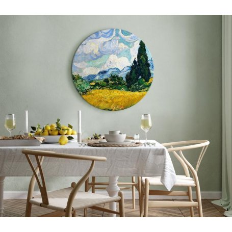 Pyöreä taulu - Vincent Van Gogh – Wheat Field with Cypresses