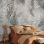 Fototapetti - Light and shadow - grey and white composition with floral motif and pattern