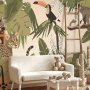Fototapetti - Leaves and Shapes - Jungle in Faded Colours With Animals