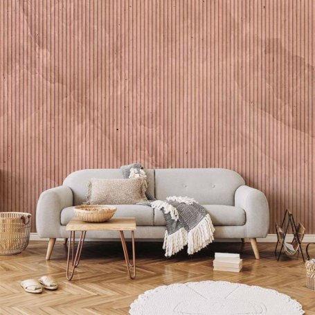 Fototapetti - Pink reed - solid background with textured vertical stripes with pattern