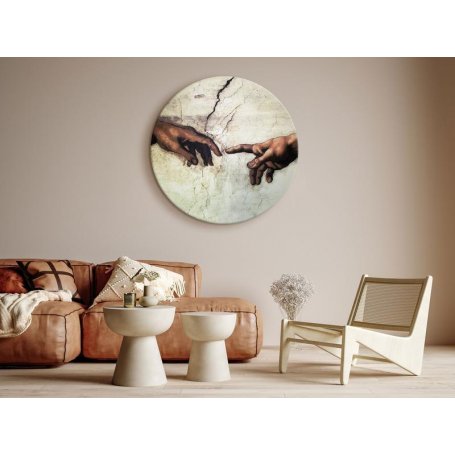 Pyöreä taulu - The Creation of Adam – hands from a fresco by Michelangelo