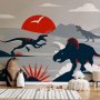 Fototapetti - Last dinosaurs with red - abstract landscape for a room