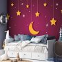 Fototapetti - Skyline - violet night sky landscape with stars for children