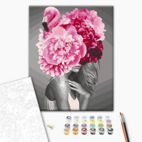 DIY kangas maalaus - Flamingo Girl