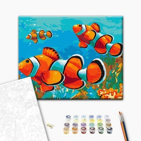 DIY kangas maalaus - Gold Fishes