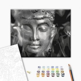 DIY kangas maalaus - Buddha in Black and White