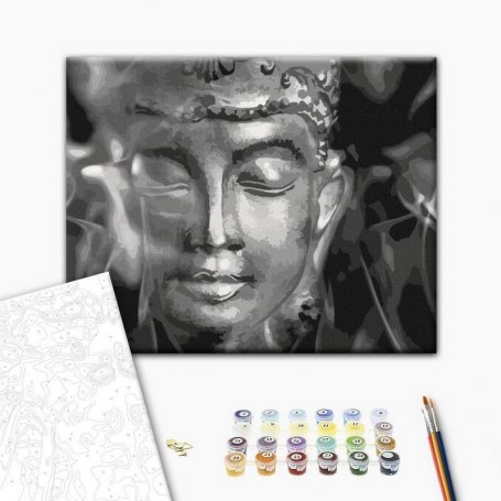 DIY kangas maalaus - Buddha in Black and White