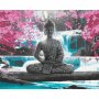 DIY kangas maalaus - Buddha and Waterfall