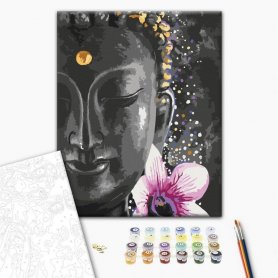 DIY kangas maalaus - Buddha and Flower