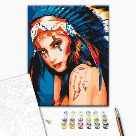 DIY kangas maalaus - Native American Girl