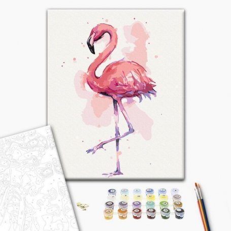 DIY kangas maalaus - Friendly Flamingo