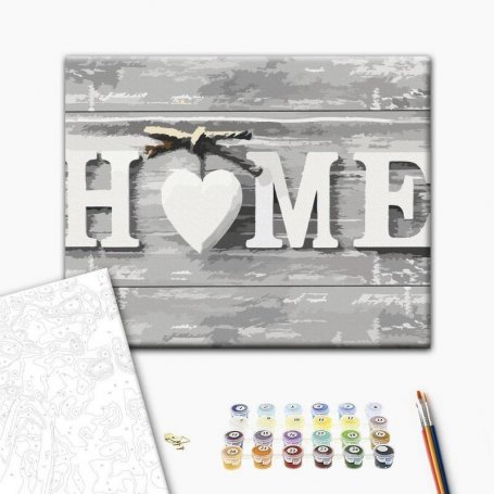 DIY kangas maalaus - Home (Letters)