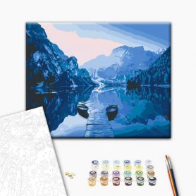 DIY kangas maalaus - Boats on the Lake