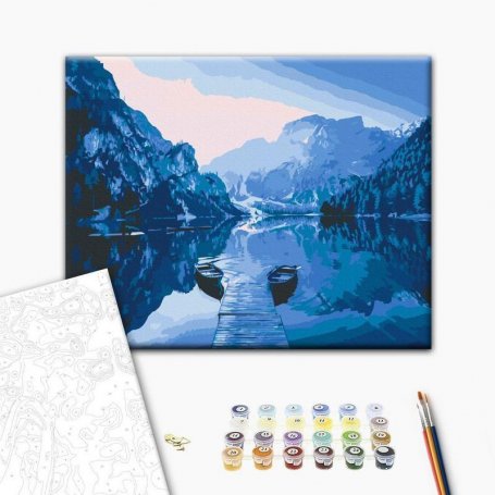 DIY kangas maalaus - Boats on the Lake