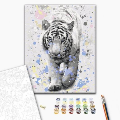 DIY kangas maalaus - White Tiger