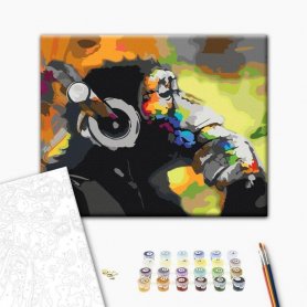 DIY kangas maalaus - Monkey In Headphones (Multi Colour)