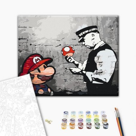 DIY kangas maalaus - Mario (Banksy)