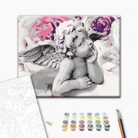 DIY kangas maalaus - Angel (Flowers In The Background)