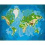 DIY kangas maalaus - World Map (Blue & Green)