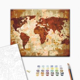 DIY kangas maalaus - World Map (Earth Colours)