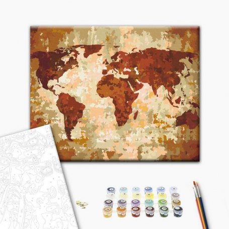 DIY kangas maalaus - World Map (Earth Colours)