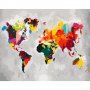 DIY kangas maalaus - World Map (Bright Colours)