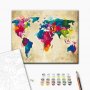 DIY kangas maalaus - World Map (Colourful)
