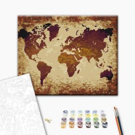 DIY kangas maalaus - World Map (Brown Colours)