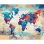 DIY kangas maalaus - World Map (Blue & Red)