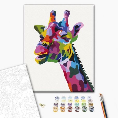 DIY kangas maalaus - Colourful Giraffe