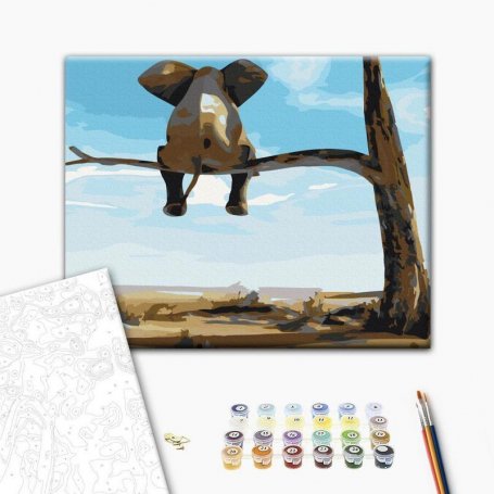 DIY kangas maalaus - Elephant In A Tree