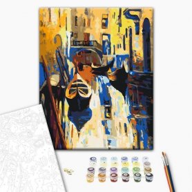 DIY kangas maalaus - Venice (Gondolas)