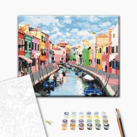 DIY kangas maalaus - Houses in Burano