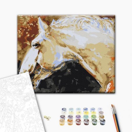 DIY kangas maalaus - White Horse