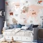 Fototapetti - Map in Shades of Beige - Continents With Animals