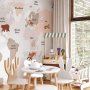 Fototapetti - Map in Shades of Beige - Continents With Animals